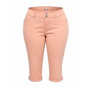 Royalty For Me Peach Capri Pants Women’s Size 16 Stretch Cuffed Cropped Jeans